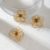Fashion Jewelry Stainless Steel Flower Ring With Electroplating Design
