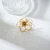 Fashion Jewelry Stainless Steel Flower Ring With Electroplating Design