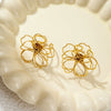 Fashion Jewelry Stainless Steel Flower Ring With Electroplating Design