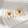 Fashion Jewelry Stainless Steel Flower Ring With Electroplating Design
