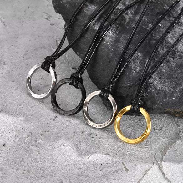 Fashion Jewelry Stainless Steel Geometric Viking Rune Mobius Pendant Necklace For Men
