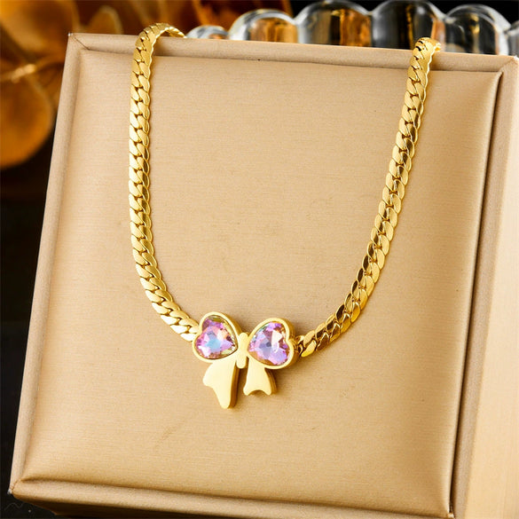 Fashion Jewelry Stainless Steel Goldplated Bow Accessories With Butterfly Dragonfly Insect Pattern For Women