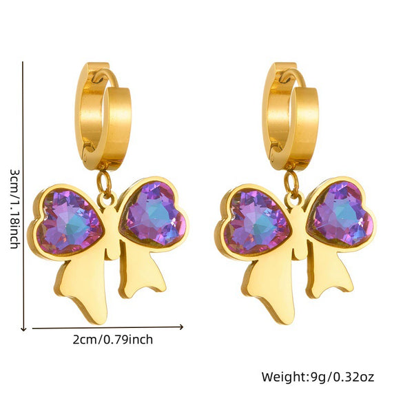 Fashion Jewelry Stainless Steel Goldplated Bow Accessories With Butterfly Dragonfly Insect Pattern For Women
