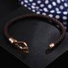 Fashion Jewelry Stainless Steel Leather Bracelet With U Shape Styling And Electroplating For Women