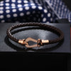 Fashion Jewelry Stainless Steel Leather Bracelet With U Shape Styling And Electroplating For Women