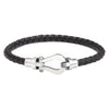 Fashion Jewelry Stainless Steel Leather Bracelet With U Shape Styling And Electroplating For Women