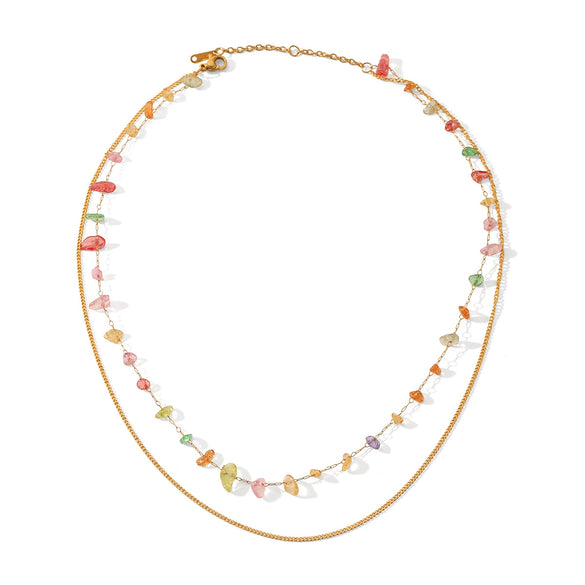 Fashion Jewelry Stainless Steel Malachite Necklace Women Ins Style 18K Gold Plated Electroplating