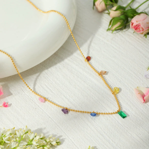 Fashion Jewelry Stainless Steel Malachite Necklace Women Ins Style 18K Gold Plated Electroplating