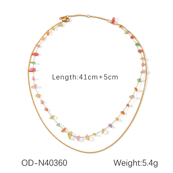 Fashion Jewelry Stainless Steel Malachite Necklace Women Ins Style 18K Gold Plated Electroplating