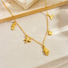 Fashion Jewelry Stainless Steel Marine Life Pendant With Electroplating Starfish Hippocampus Conch Accessories Chain