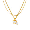 Fashion Jewelry Stainless Steel Pendant With Shellfish Flower Butterfly Pearl And Stacked Chain Electroplating For Women