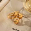 Fashion Jewelry Stainless Steel Spherical Geometric Open Ring With Vacuum Plating For Women