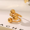 Fashion Jewelry Stainless Steel Spherical Geometric Open Ring With Vacuum Plating For Women