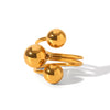 Fashion Jewelry Stainless Steel Spherical Geometric Open Ring With Vacuum Plating For Women