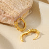 Fashion Jewelry Unisex Stainless Steel Gold Geometric Zircon Earrings With Electroplating