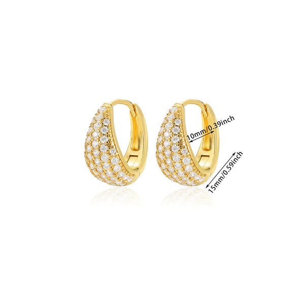 Fashion Jewelry Unisex Stainless Steel Gold Geometric Zircon Earrings With Electroplating