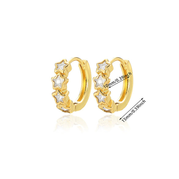 Fashion Jewelry Unisex Stainless Steel Gold Geometric Zircon Earrings With Electroplating