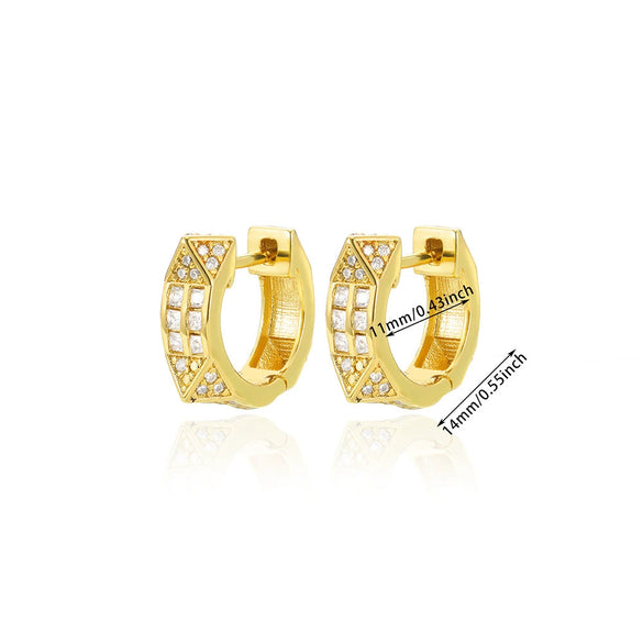 Fashion Jewelry Unisex Stainless Steel Gold Geometric Zircon Earrings With Electroplating