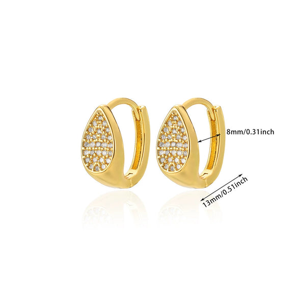 Fashion Jewelry Unisex Stainless Steel Gold Geometric Zircon Earrings With Electroplating