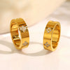 Fashion Jewelry Women's Fourleaf Clover Zircon 316L Stainless Steel Ring With Geometric Style And Electroplating