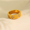 Fashion Jewelry Women's Fourleaf Clover Zircon 316L Stainless Steel Ring With Geometric Style And Electroplating