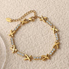 Fashion Jewelry Xshaped 316L Stainless Steel Inlaid With Rhinestone Plated 18K Gold Bracelet For Women