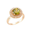 Fashion Jewelry Zircon Ring Women's Creative Gold Plated Copper Olive Greenstone Geometric