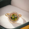 Fashion Jewelry Zircon Ring Women's Creative Gold Plated Copper Olive Greenstone Geometric