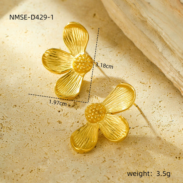 Fashion Joker Stainless Steel 18K Gold Electroplated Earrings For Women