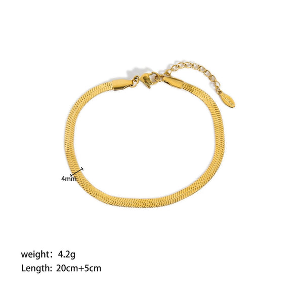 Fashion Joker Stainless Steel 18K Gold Plated Snake Bone Chain Anklet Jewelry For Women With Geometric Pattern