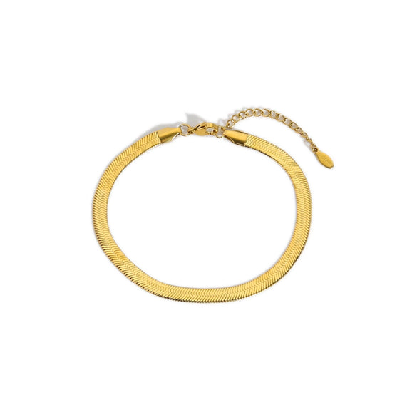 Fashion Joker Stainless Steel 18K Gold Plated Snake Bone Chain Anklet Jewelry For Women With Geometric Pattern