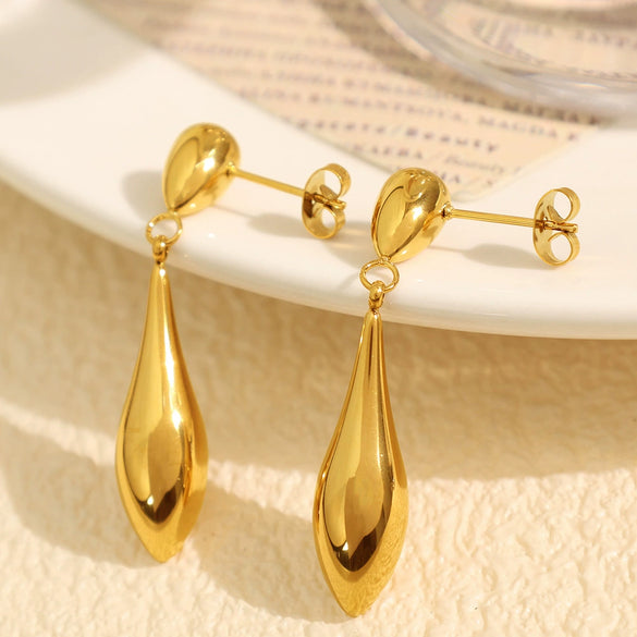 Fashion Joker 316L Stainless Steel Irregular Water Drops Electroplated Earrings For Women