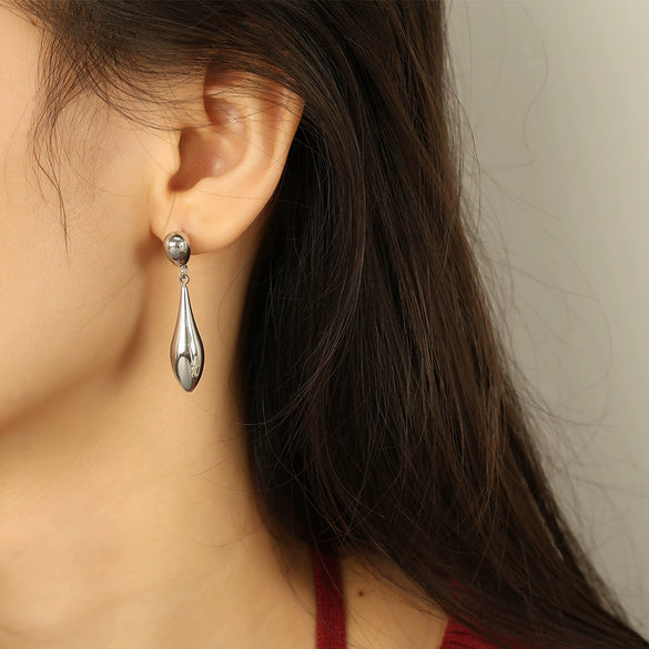 Fashion Joker 316L Stainless Steel Irregular Water Drops Electroplated Earrings For Women
