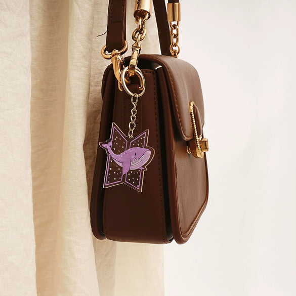 Fashion Keychain Stainless Steel Cartoon Dolphin Pattern Printing Pendant Bag Accessories