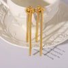 Fashion Knotted Tassel Snake Chain Long Necklace And Earrings Set Titanium Steel Electroplated With Gold