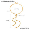 Fashion Knotted Tassel Snake Chain Long Necklace And Earrings Set Titanium Steel Electroplated With Gold