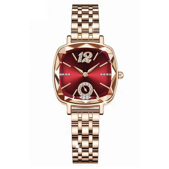 Fashion Ladies Alloy Quartz Round Dial Star Flower Diamond Bracelet Watch