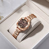 Fashion Ladies Alloy Quartz Round Dial Star Flower Diamond Bracelet Watch