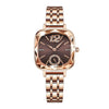 Fashion Ladies Alloy Quartz Round Dial Star Flower Diamond Bracelet Watch