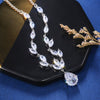 Fashion Ladies Copper Zircon Earrings Necklace With Geometric Pattern And Diamond Design In Light Luxury Style