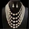 Fashion Ladies Jewelry Set With Multilayer Imitation Pearl Necklace And Earrings