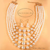 Fashion Ladies Jewelry Set With Multilayer Imitation Pearl Necklace And Earrings