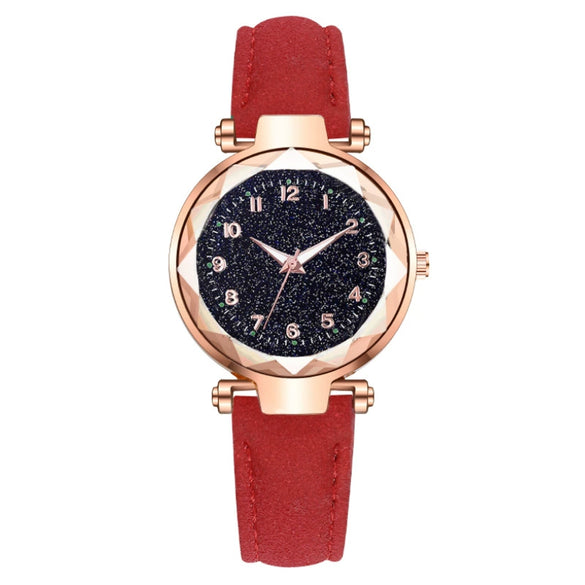 Fashion Ladies Watch Alloy Case Leather Strap Round Dial