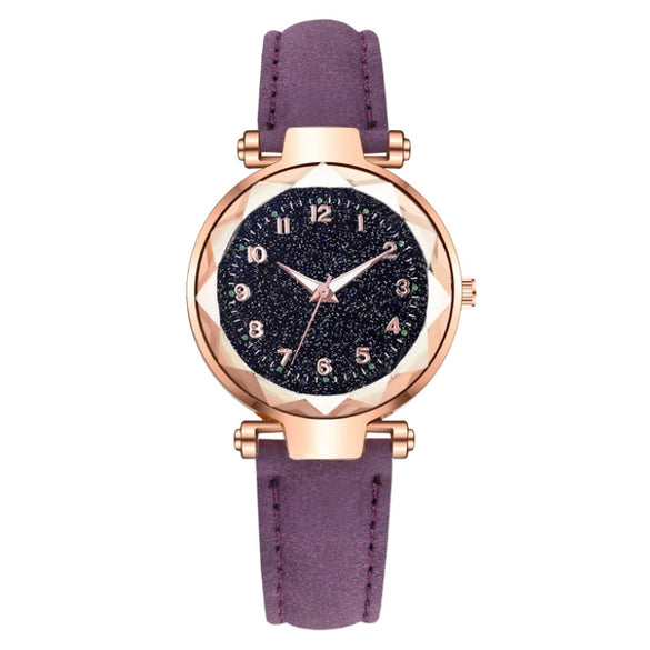 Fashion Ladies Watch Alloy Case Leather Strap Round Dial
