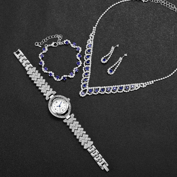 Fashion Ladies Watch Alloy Stainless Steel Round Sapphire Rhinestone Jewelry