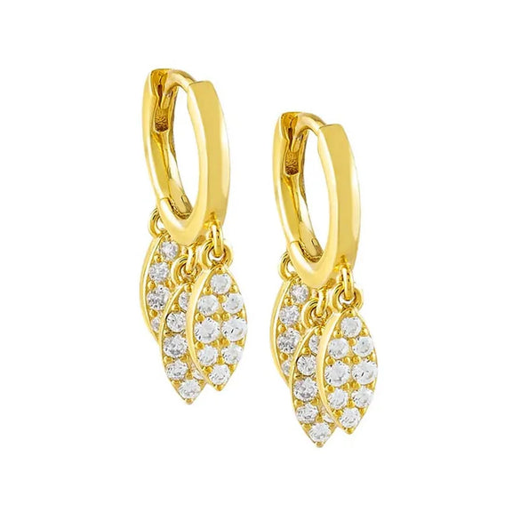 Fashion Leaf Copper Inlay Rhinestones Drop Earrings 1 Pair