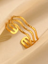 Fashion Leaf Flower Geometric Love Opening Stainless Steel Bracelet For Women With Electroplating