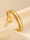Fashion Leaf Flower Geometric Love Opening Stainless Steel Bracelet For Women With Electroplating