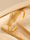 Fashion Leaf Flower Geometric Love Opening Stainless Steel Bracelet For Women With Electroplating
