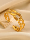 Fashion Leaf Flower Geometric Love Opening Stainless Steel Bracelet For Women With Electroplating